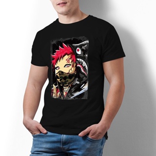 เสื้อยืดเข้ารูป Bandai เสื้อยืดวินเทจ Gaara เสื้อยืดยอดนิยมมังงะอะนิเมะการ์ตูนผ้าฝ้ายพิมพ์เสื้อยืดแขนสั้นแขนสั้นเสื้อยืด