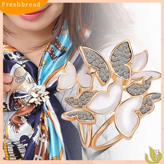 【Fresh】❀Women Butterfly Cluster Rhinestone Circles Scarf Clip Crystal Wedding Brooch Pin