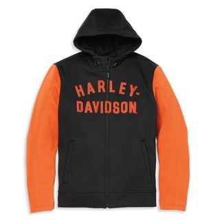 เสื้อแจ๊คเก็ตฮู้ดผู้ชายสีส้มดำลิขสิทธิ์แท้จาก Harley Davidson 97106-22VM