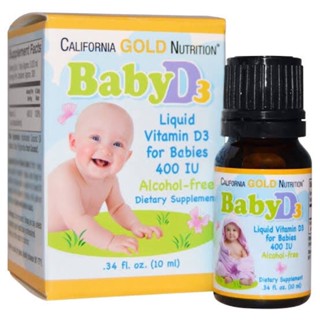 [**พร้อมส่ง**ของแท้จากอเมริกา🇺🇸]วิตามินดีสำหรับเด็กCalifornia Gold Nutrition, Baby Vitamin D3 Drops, 400 IU (10 ml)