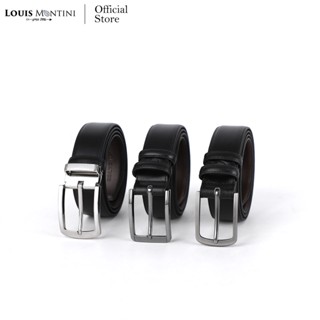 Louis Montini (blackbirds) เข็มขัดผู้ชาย Men Belt เข็มขัดหนังวัวแท้หัวเข็ม MGN172