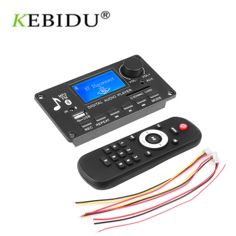 Kebidu 12v Bluetooth 5.0 Receiver Car Mp3 Player Decoder Board Color