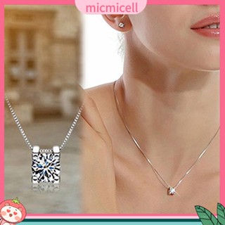 (micmicell) ของขวัญเครื่องประดับสร้อยคอโซ่ชุบเงินจี้ drop cubic zirconia