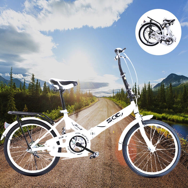 Bike จักรยานพับได้ 20 นิ้ว จักรยานผู้ใหญ่ จักรยานพกพา แถม ตะกร้า กระดิ่ง ไม่มีเบาะหลัง จักรยานพับได้ผู้ใหญ่ Foldable Bic