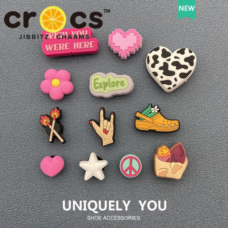 jibbitz crocs charms แท้ ตัวติดรองเท้า อุปกรณ์เสริม จี้รูปดอกไม้น่ารัก สําหรับตกแต่งรองเท้า crocs DIY