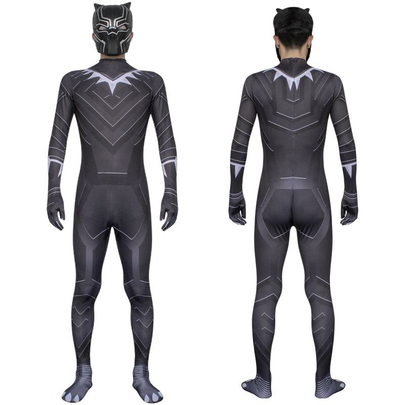 2018 เครื่องแต่งกายฮาโลวีน Black Panther สร้อยคอ Jumpsuit หน้ากากแฟนซีคอสเพลย์ชุด
