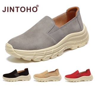 【JINTOHO】รองเท้าโลฟเฟอร์ลําลอง หนังนิ่ม ส้นหนา ใส่สบาย พลัสไซซ์ แฟชั่นสําหรับผู้หญิง ไซซ์ 35-43