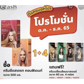 ยืดผม 1 แถม สีผม 4 กล่อง  ดีแคช DCASH STRAIGHT CONFIDENT 1 FREE 4 HAIR COLOR