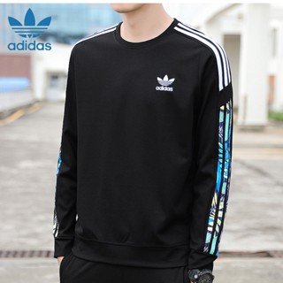 เสื้อกันหนาวแขนยาว มีฮู้ด ปักลายโลโก้ ADIDAS แบบเรียบง่าย สไตล์สปอร์ต สําหรับผู้ชาย