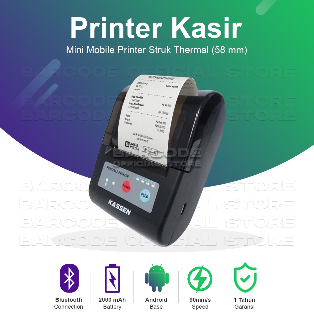 MOBILE THERMALT PRINTER BLUETOOTH KASSEN MT200 MOKAPOS PAWOON LOYVERSE RPP02N