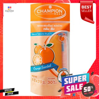 แชมเปี้ยน ถุงขยะ แบบม้วน กลิ่นส้ม ขนาด 18 x 20 นิ้ว 30 ใบChampion Roll Garbage Bags Orange Scent Size 18 x 20 inches 30p