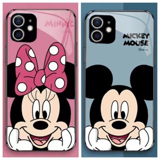 เคสโทรศัพท์มือถือกระจกนิรภัย ลายการ์ตูนดิสนีย์ มิกกี้ มินนี่เมาส์ สําหรับ IPhone 14 Pro Max 14 Plus 13 12 Pro Max 13 12 Mini 11 Pro Max 6 6s 7 8 Plus XR X XS