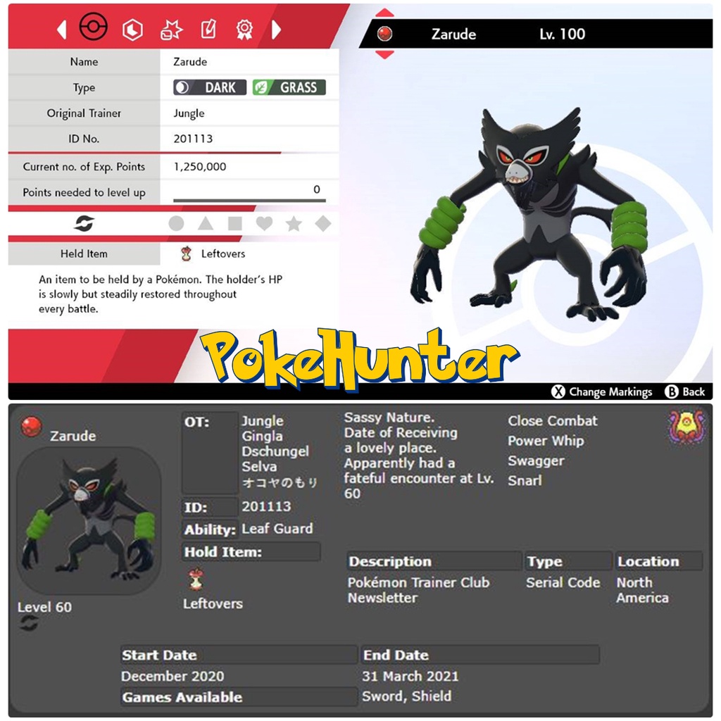 Pokemon Sword/Shield Event Code Bundle – Includes Zarude, Dada Zarude & Shiny Celebi | 3-in-1 For Nintendo Switch 4 thumbnail image