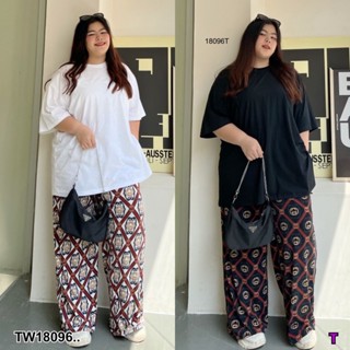 TwinsShopVip💗พร้อมส่ง TW18096 Set #Bigsize 2 ชิ้น เสื้อยืดแขนสั้น ผ่าข้าง + กางเกงขายาว พิมพ์ลายกราฟฟิก ..