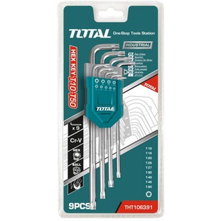 TOTAL กุญแจหกเหลี่ยม รุ่น THT106392 หัวท๊อกซ์ 9 ตัวชุด ขนาด T10 - T50 ยาว Torx Wrench ประแจหกเหลี่ยม หัวจีบ ประแจ 03rrk
