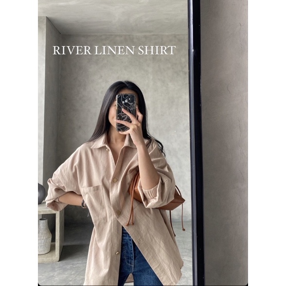 เสื้อเชิ้ตผ้าลินินแม่น้ําขั้นพื้นฐาน Eunoia