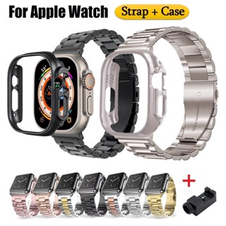 สายนาฬิกาข้อมือสเตนเลส โลหะ แบบเปลี่ยน สําหรับ Apple Watch i Watch Series 1 2 3 4 5 6 7 8 Se Ultra i Watch ขนาด 41 มม.~44 มม. 49 มม.