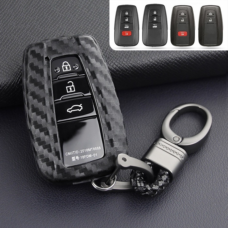 ซิลิโคนกุญแจรถคาร์บอนไฟเบอร์เนื้อสําหรับ Toyota Camry RAV4 Avalon Hybrid Corolla Hybrid C-HR Prius P