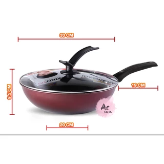 (ลูกค้าใหม่ 1 บาท) กระทะเทฟล่อน ไม่ติดกระทะ กระทะก้นลึก ขนาด 32 CM ใช้กับเตาไฟฟ้าและเตาทุกชนิด