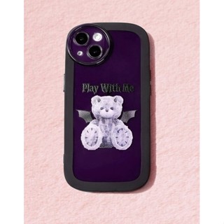 เคสไอโฟนม่วงเข้มหมีปีศาจ Play With Me iX-13promax (Case iphone) เคสมือถือ เคสเทศกาลฮาลาวีน เคสค้างคาว เคสขอบมน เคสเท่