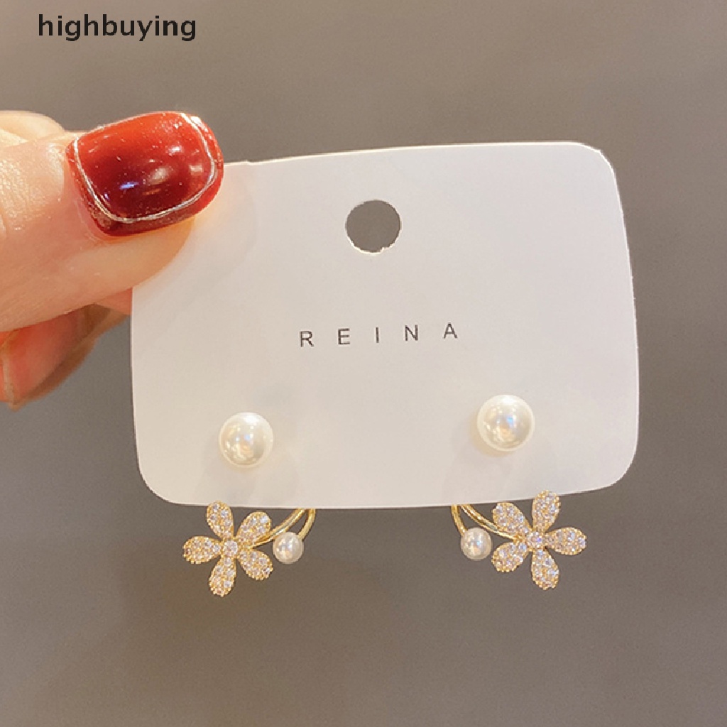 [highbuying] สไตล์เกาหลี มุกเทียม ดอกไม้ ต่างหูสตั๊ด / ผู้หญิง แฟชั่นหรูหรา เครื่องประดับ งานแต่งงาน เครื่องประดับใหม่ พร้อมส่ง