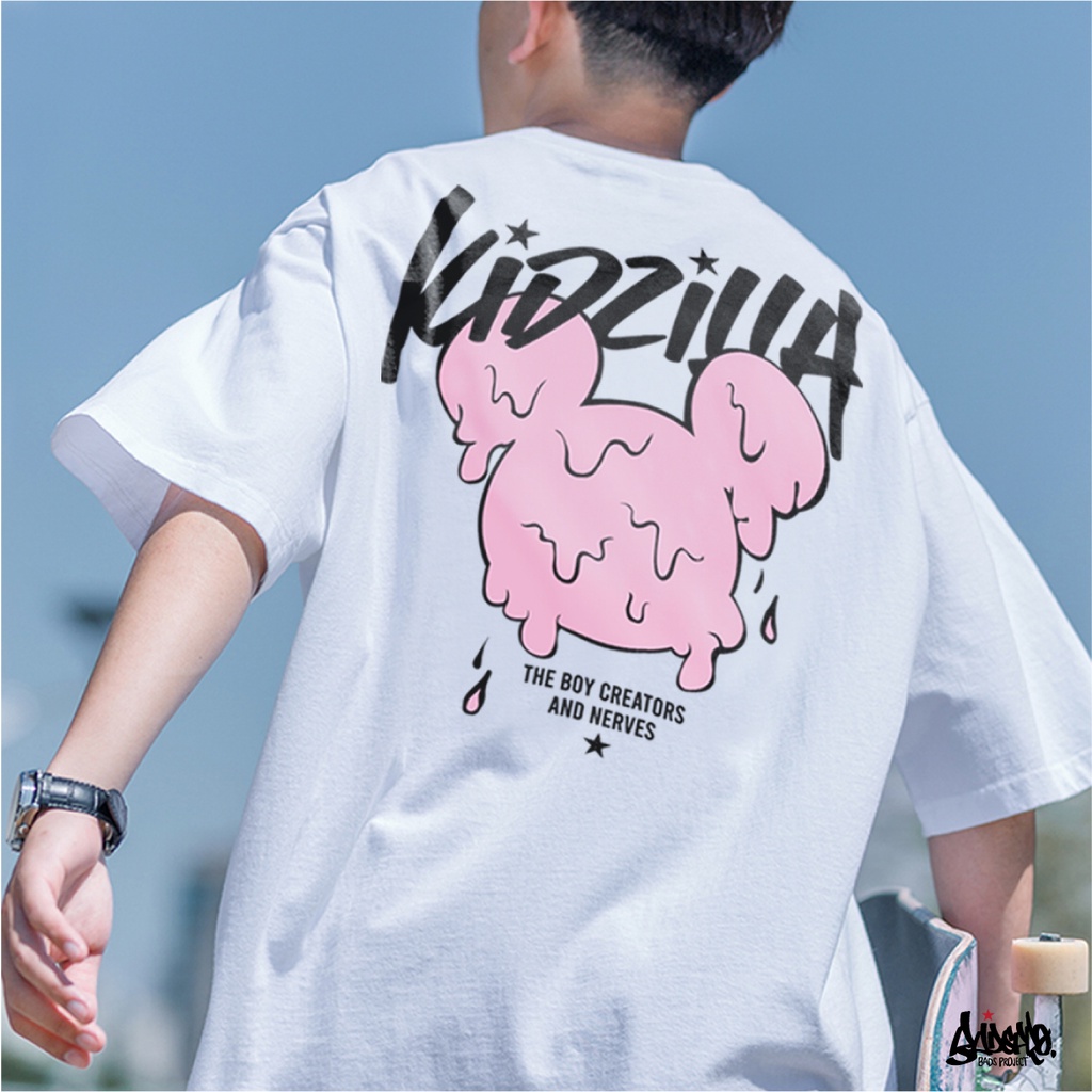9.9 SALE ® เสื้อยืดเด็ก Oversize รุ่น Kidzila สีขาว แนวสตรีท Boy&Girl เด็กผู้ชาย หญิง Kols