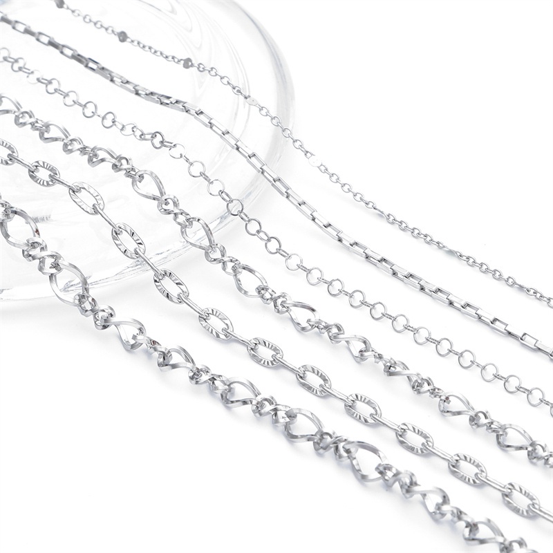 1m เครื่องประดับสแตนเลสโซ่ Cuban Link Chain Basic Punk Chain สําหรับ DIY สร้อยคอสร้อยข้อมือเครื่องประดับทําอุปกรณ์เสริม