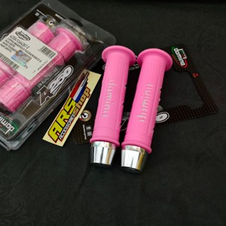 Handgrip Saung Gas domino pink + Jalu stang chrome model pcx มอเตอร์สากล beat mio vario Tojiro spaci genio fazzio revo supra vespa matic grips domino pink