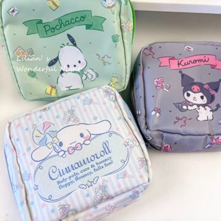 Sanrio ซานริโอ้ กระเป๋าเครื่องสำอาง คุโรมิ น่ารัก ถุงเก็บสายดาต้า กระเป๋าซิป