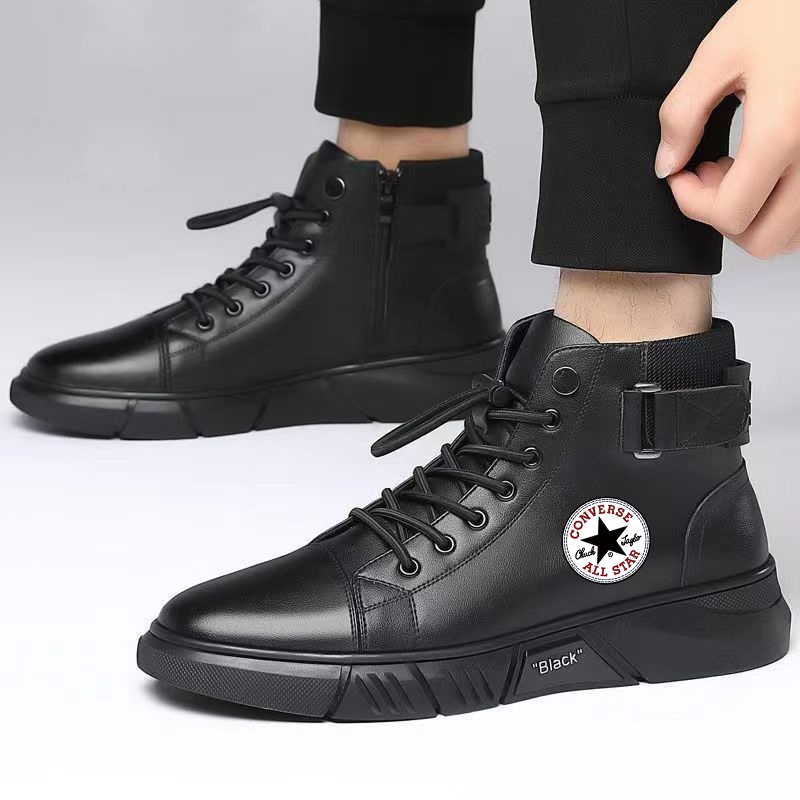Size38-45 Mens Casual Boots Martin Boots Solid-Color Chelsea Boots