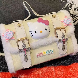 Homemade Cartoon Messenger Bag Girls New Kitty Cat Hair Shoulder Bag Y2k Cross Autumn/winter Handbag Cute Shoulder Bag Women