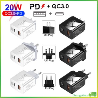 【จัดส่งรวดเร็ว】อะแดปเตอร์ชาร์จเร็ว 20w PD QC3.0 USB 4A ปลั๊ก EU US UK Type C QC3.0