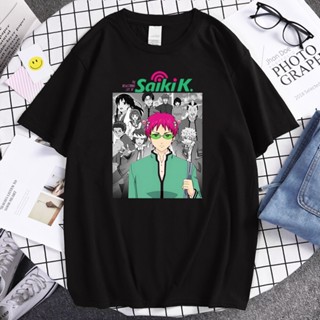 เสื้อยืดไม่ต้องรีด ญี่ปุ่นอะนิเมะ Saiki Kusuo Harajuku กราฟิก TShirt ผู้หญิงผู้ชายพักผ่อนสบายท็อปส์ซูเสื้อผ้า S-XXXXL ขน