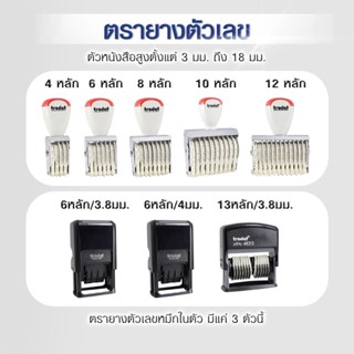 ตรายางตัวเลข 0-9 ตรายางธรรมดา ตรายางหมึกในตัว ชนิดตลับพลิก