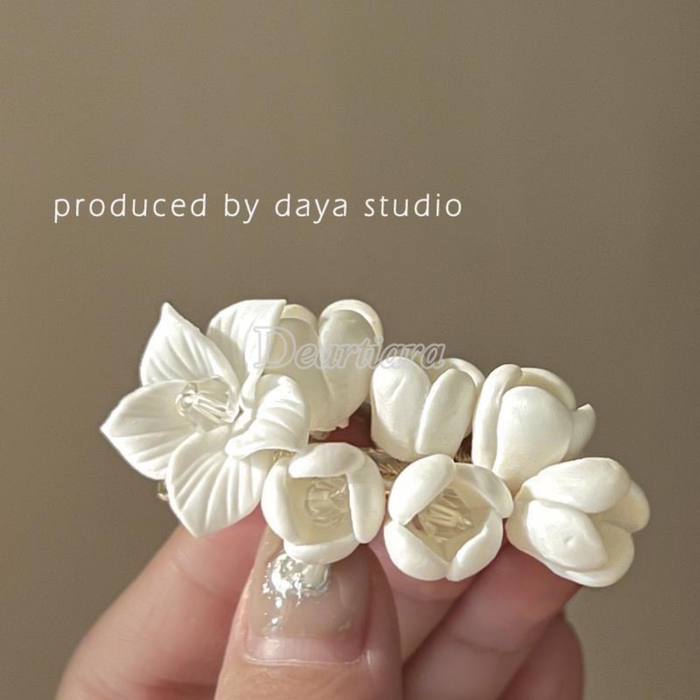 กิ๊บติดผม รูปดอกมะลิ สีขาว หรูหรา สไตล์วินเทจ แฟชั่นสําหรับเจ้าสาว