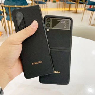 เคสโทรศัพท์มือถือหนังวัวแท้ แบบแข็ง สําหรับ Samsung Galaxy Z Fold4 Fold3 5G W23 Flip4 Flip3 Fold2 W22 W21