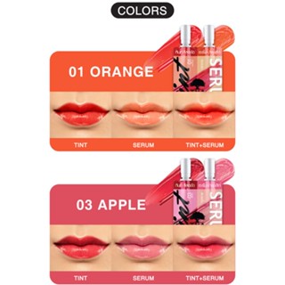 💋 ลิปซอง 💋 น้องฉัตร  BY NONGCHAT ลิป 2 in 1  LIP2in1 Lip Tint &amp; Serum ลิปทินท์สีแน่น และลิปเซรั่มปากฉ่ำ 2 สี 2 เนื้อในซอ