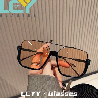 Lcyy ใหม่ แว่นตากันแดด กรอบใหญ่ ทรงสี่เหลี่ยม ป้องกันแสงสีฟ้า สไตล์เกาหลี เรโทร สําหรับผู้หญิง 822