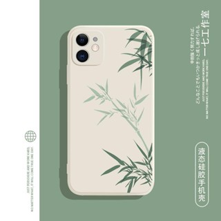 bamboo leaf เคสไอโฟน iPhone 7plus 13 11 12 pro max 7 8 se2020 14 pro เคส 8plus phone case Xr Xs X max cover 8พลัส นิ่ม