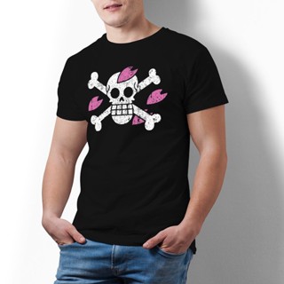 เสื้อยื Bandai One Piece โทนี่ชอปเปอร์ Jolly Roger เสื้อยืดมังงะชายชายหาดเสื้อยืดเสื้อยืดผ้าฝ้ายพิมพ์ขนาดใหญ่