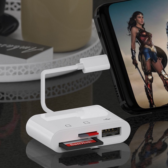 OTG Type C to SD Card Camera Reader 2 in 1  โอนรูปเข้า โทรศัพท์ หรือ คอมพิวเตอร์ ผ่านหัวเสียบ Type C สายยาว 120 มม