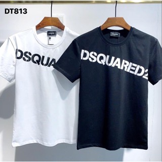 เสื้อคู่ ใหม่ Dsquared2 เสื้อยืดแขนสั้นผู้ชายพิมพ์จดหมายแฟชั่นเทรนด์ D2 เสื้อเยาวชนฤดูร้อน 813