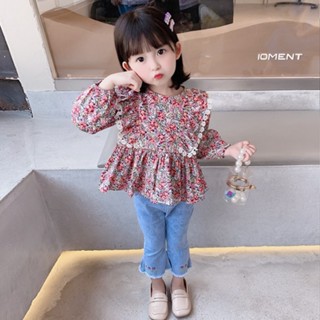 ชุดเซ็ทเด็กผู้หญิง เสื้อลายดอก+กางเกงยีนส์ น่ารักๆ รุ่น LL019