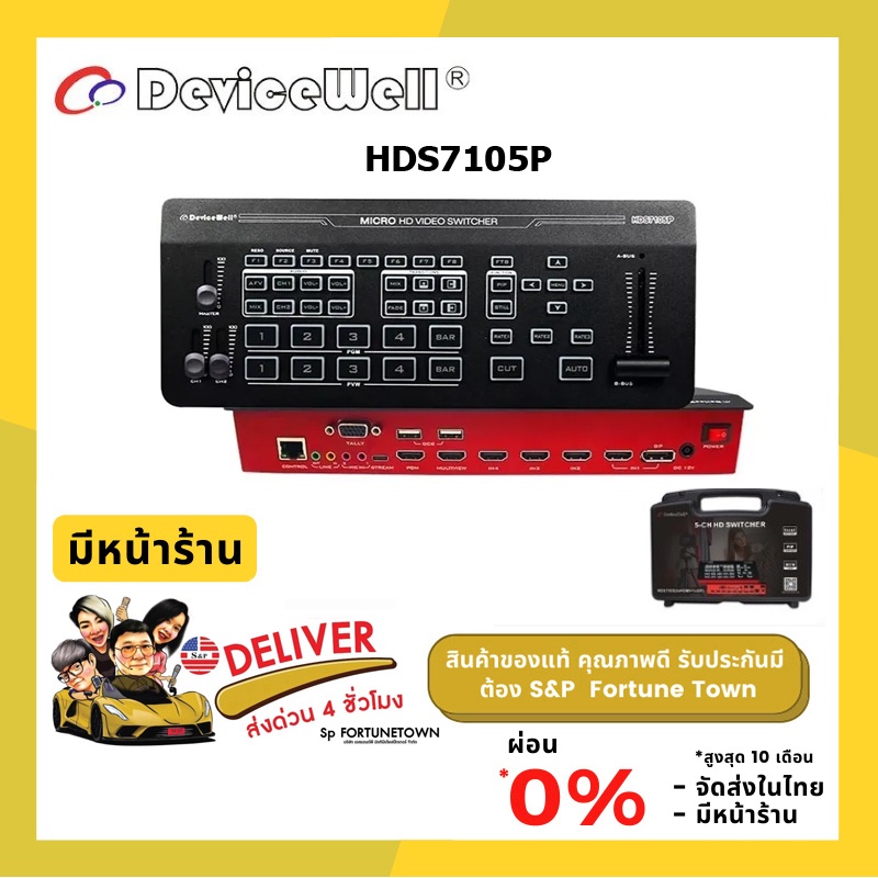 จัดส่งด่วน 4 ชั่วโมง Devicewell HDS7105P Mini Switcher (4HDMI+1DP) เป็น Switcher ที่รวมทุกฟังชั่นที่