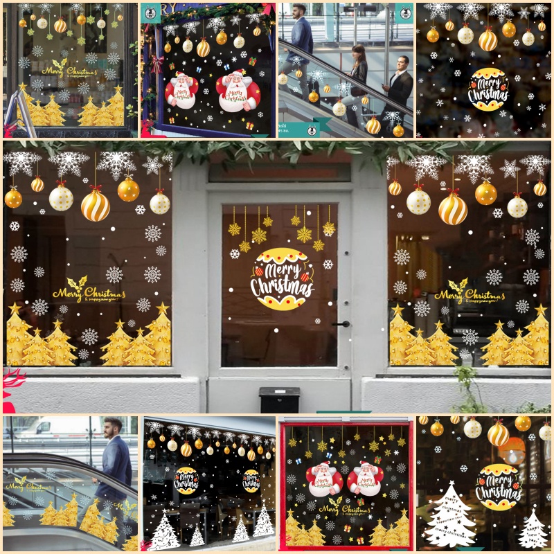 สติ๊กเกอร์สูญญากาศติดกระจก (แบบไม่มีกาว) เทศกาลChristmas ปีใหม่2025 ตกแต่งร้าน ส่งด่วนจากกทม.