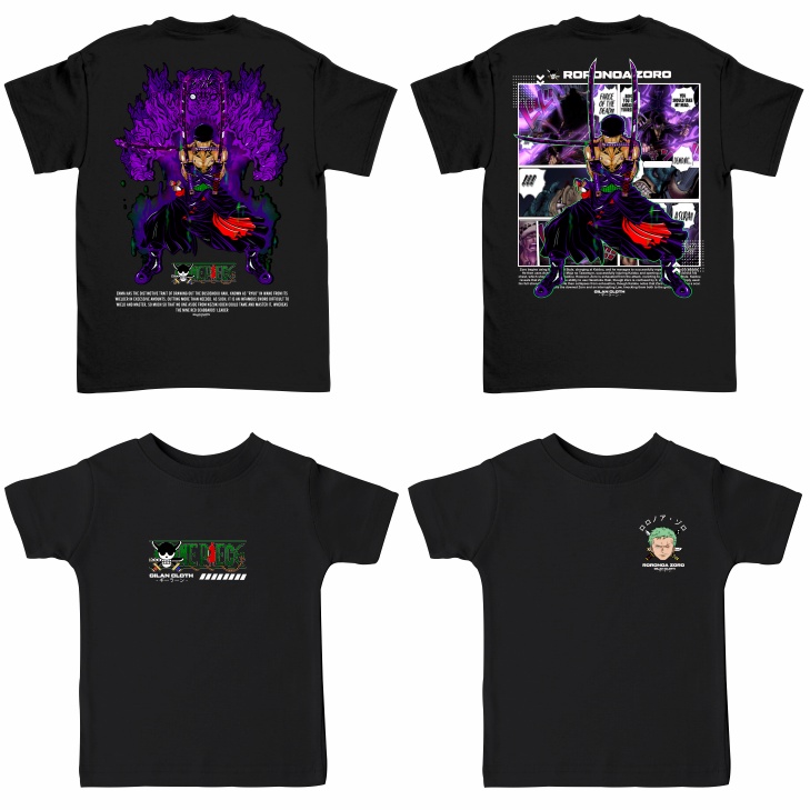 Gilan T เสื้อเด็ก Distro เสื้ออะนิเมะภาพ One Piece RORONOA ZORO ENMA