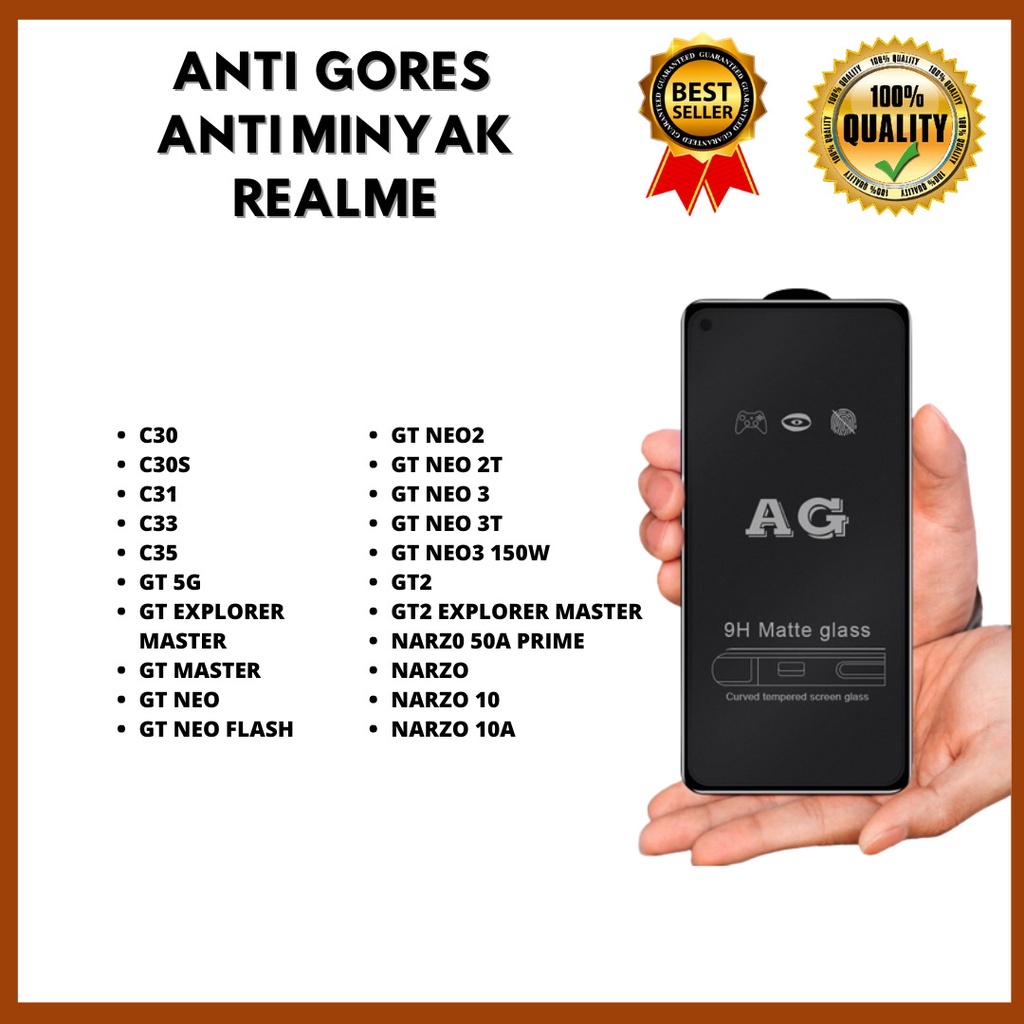 ฟิล์มกระจกนิรภัย ANTI OIL REALME C30-C30S-C31-C33-C35-GT 5G-GT EXPLORER MASTER-GT NEO-GT NEO-GT NEO2