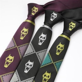 Jojo Kira Yoshikages Bizarre Adventure Tie เนคไท สองมิติ ลายอะนิเมะกะโหลกศีรษะ สไตล์ญี่ปุ่น สําหรับผู้ชาย ผู้หญิง