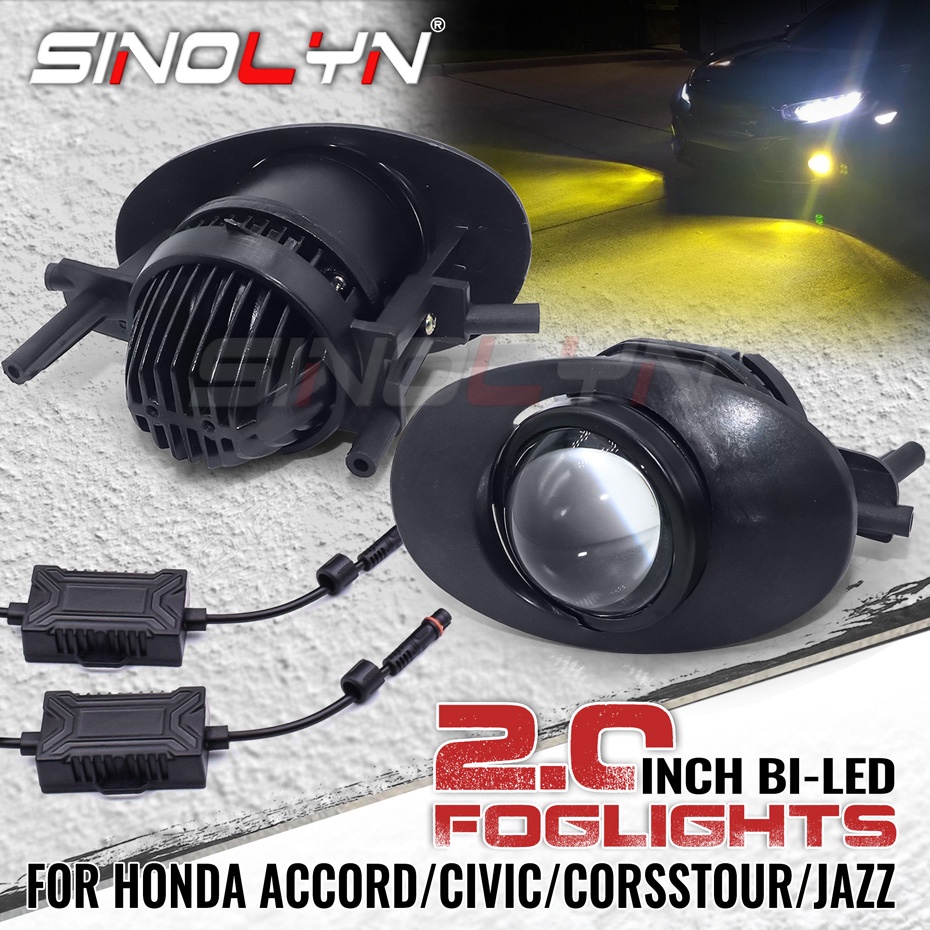 Bi ไฟตัดหมอก LED PTF สําหรับ Honda Accord Civic Fit Jazz Crosstour 2 นิ้ว LED สปอตไลท์ เลนส์ไดโอด เลนส์ตัดหมอก ประกอบ