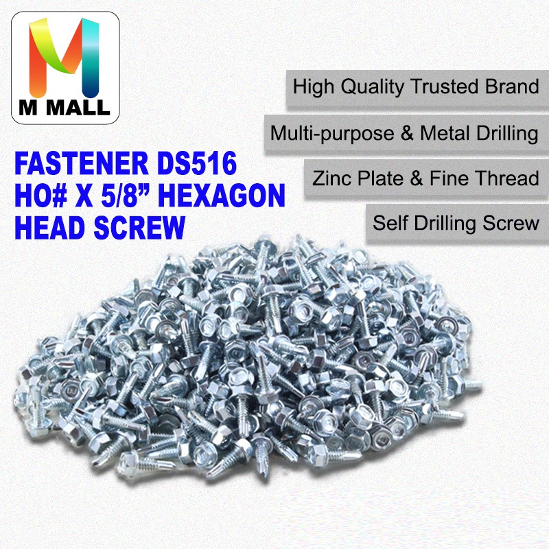 M MALL MK FASTENER DS516 HO10 x5/8INCH HEXAGON HEAD SCREW SELF DRILL / L Trust Bracket Wall Mount Ra